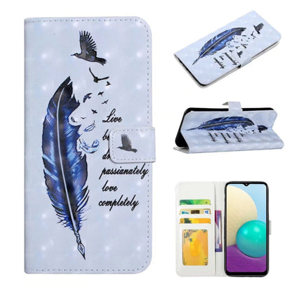 For Samsung Galaxy S25 5G Oil Embossed 3D Drawing Leather Phone Case(Blue Feather) by buy2fix