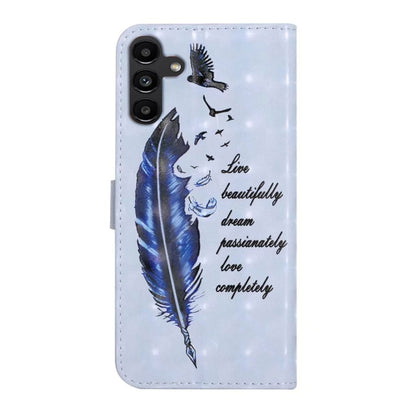 For Samsung Galaxy S25 5G Oil Embossed 3D Drawing Leather Phone Case(Blue Feather) by buy2fix