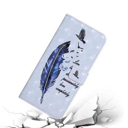 For Samsung Galaxy S25 5G Oil Embossed 3D Drawing Leather Phone Case(Blue Feather) by buy2fix