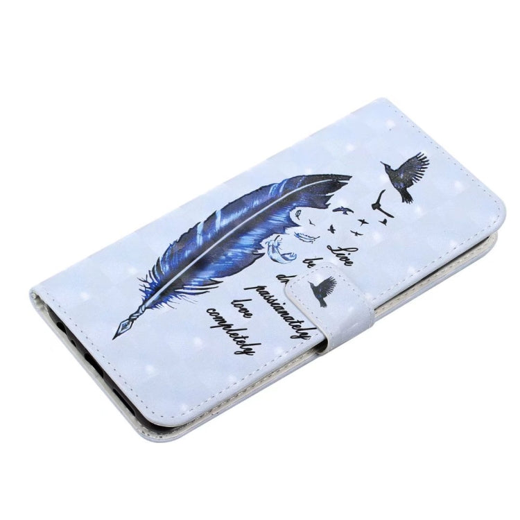 For Samsung Galaxy S25+ 5G Oil Embossed 3D Drawing Leather Phone Case(Blue Feather) by buy2fix