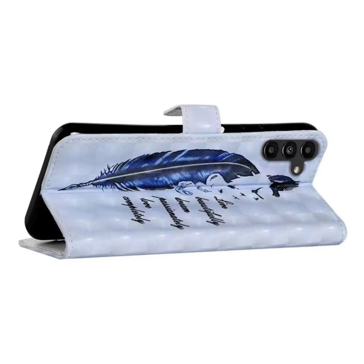 For Samsung Galaxy S25+ 5G Oil Embossed 3D Drawing Leather Phone Case(Blue Feather) by buy2fix