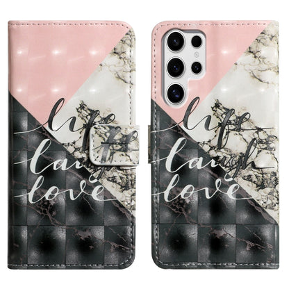 For Samsung Galaxy S25 Ultra 5G Oil Embossed 3D Drawing Leather Phone Case(Stitching Marble) by buy2fix