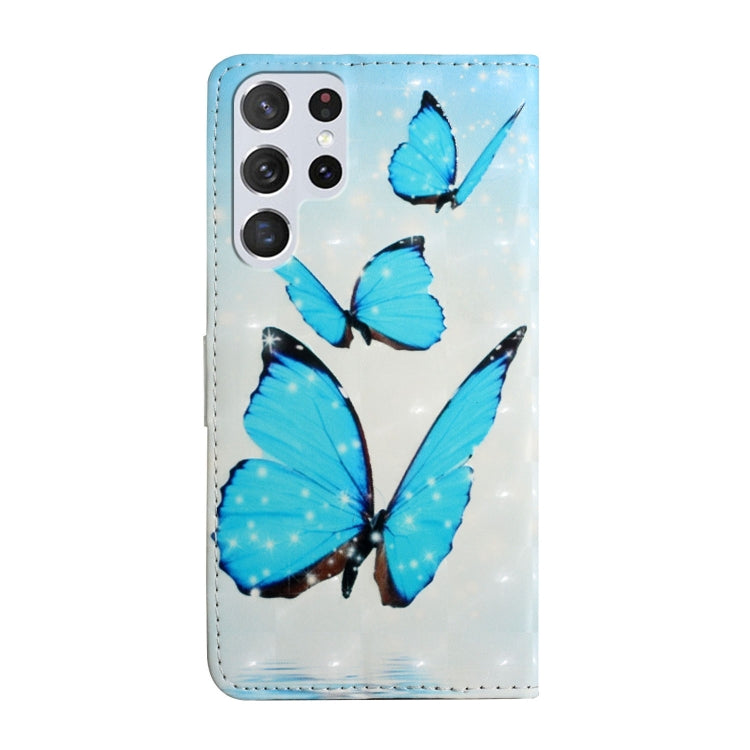 For Samsung Galaxy S25 Ultra 5G Oil Embossed 3D Drawing Leather Phone Case(3 Butterflies) by buy2fix