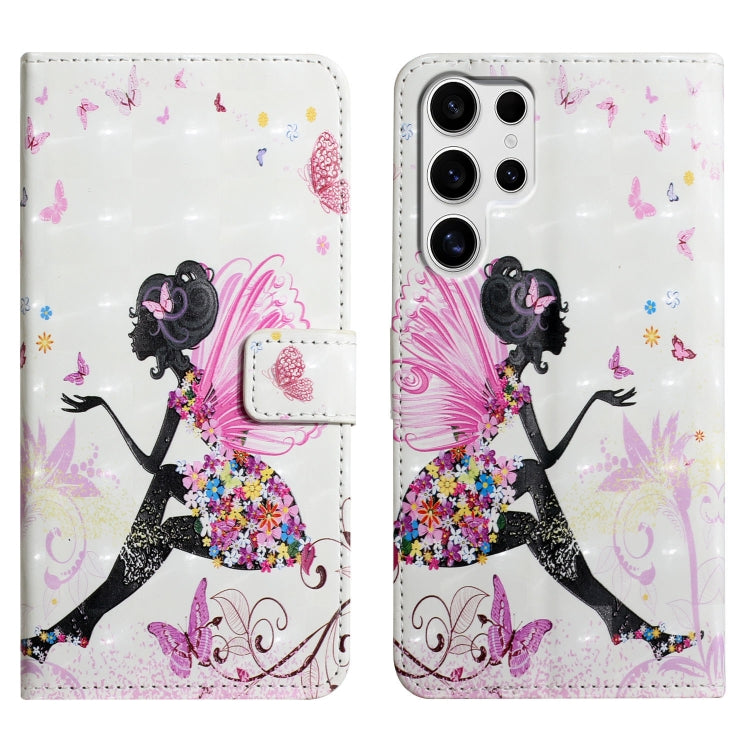 For Samsung Galaxy S25 Ultra 5G Oil Embossed 3D Drawing Leather Phone Case(Flower Fairy) by buy2fix