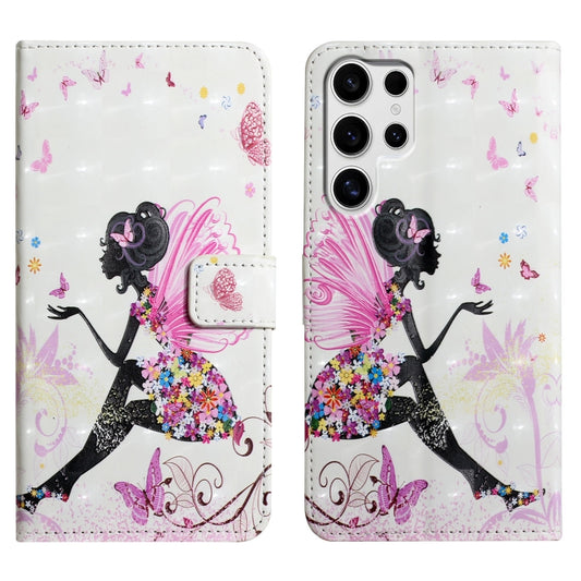 For Samsung Galaxy S25 Ultra 5G Oil Embossed 3D Drawing Leather Phone Case(Flower Fairy) by buy2fix
