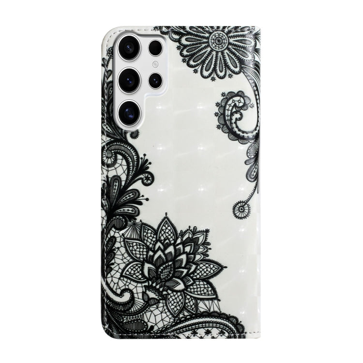 For Samsung Galaxy S25 Ultra 5G Oil Embossed 3D Drawing Leather Phone Case(Lace Flower) by buy2fix