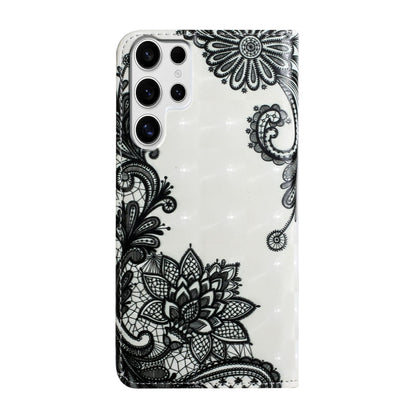 For Samsung Galaxy S25 Ultra 5G Oil Embossed 3D Drawing Leather Phone Case(Lace Flower) by buy2fix