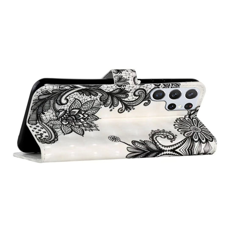 For Samsung Galaxy S25 Ultra 5G Oil Embossed 3D Drawing Leather Phone Case(Lace Flower) by buy2fix