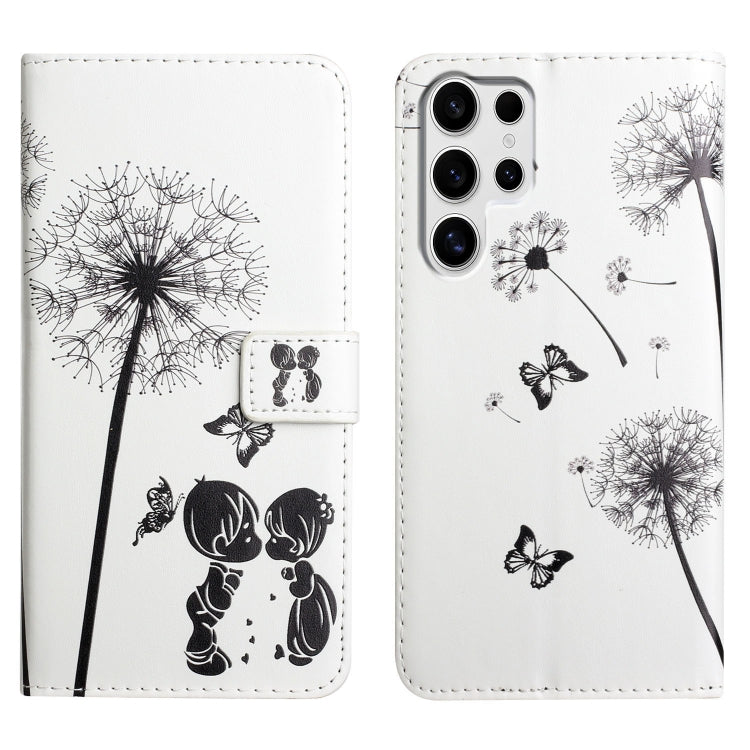 For Samsung Galaxy S25 Ultra 5G Oil Embossed 3D Drawing Leather Phone Case(Couple Dandelion) by buy2fix