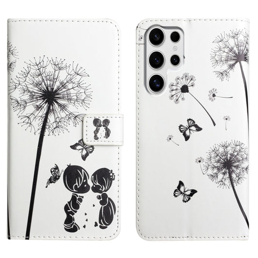 For Samsung Galaxy S25 Ultra 5G Oil Embossed 3D Drawing Leather Phone Case(Couple Dandelion) by buy2fix