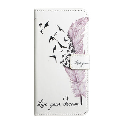For Samsung Galaxy S25 Ultra 5G Oil Embossed 3D Drawing Leather Phone Case(Feather) by buy2fix