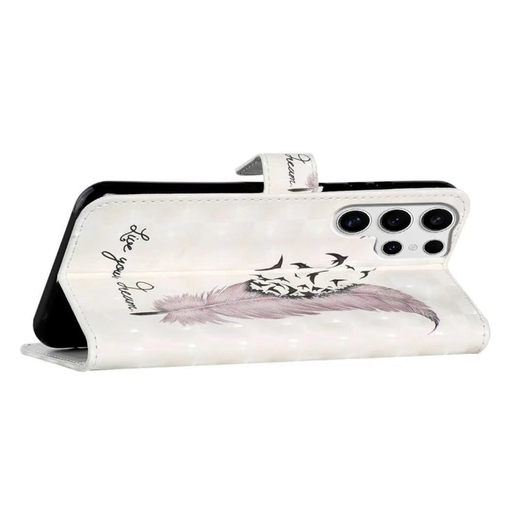 For Samsung Galaxy S25 Ultra 5G Oil Embossed 3D Drawing Leather Phone Case(Feather) by buy2fix