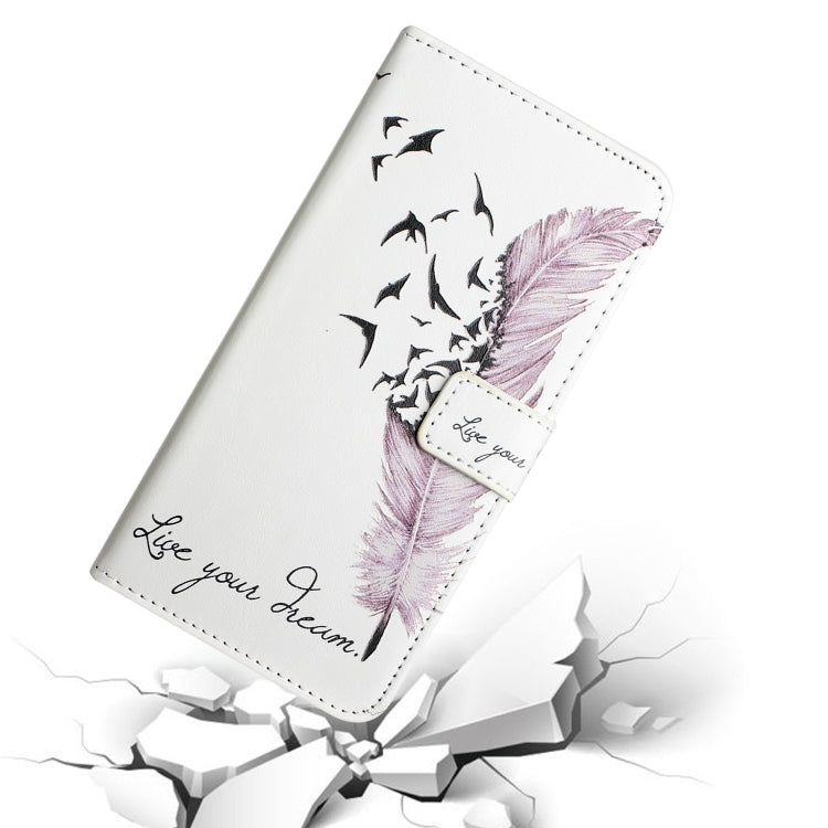 For Samsung Galaxy S25 Ultra 5G Oil Embossed 3D Drawing Leather Phone Case(Feather) by buy2fix