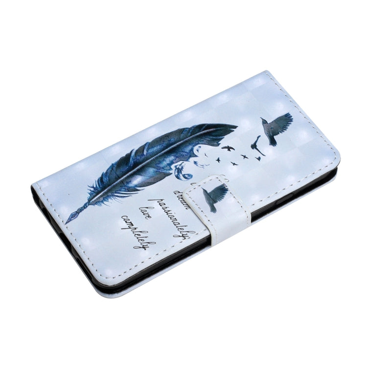 For Samsung Galaxy S25 Ultra 5G Oil Embossed 3D Drawing Leather Phone Case(Blue Feather) by buy2fix