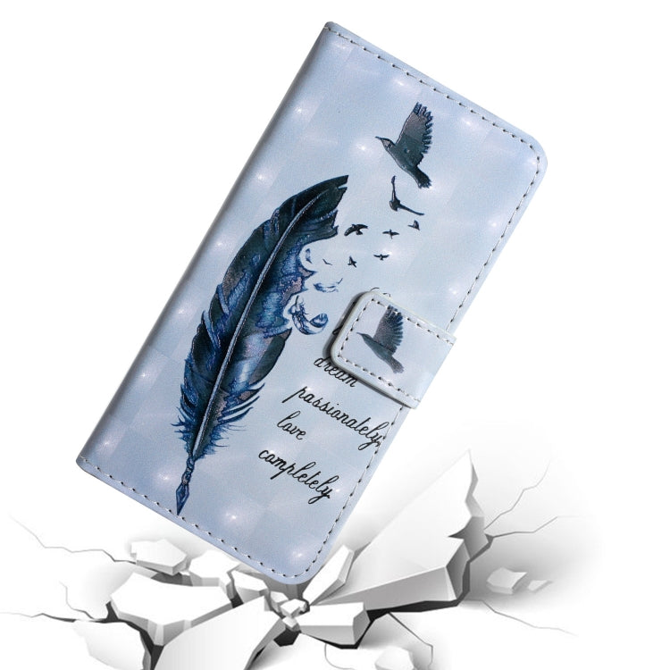 For Samsung Galaxy S25 Ultra 5G Oil Embossed 3D Drawing Leather Phone Case(Blue Feather) by buy2fix