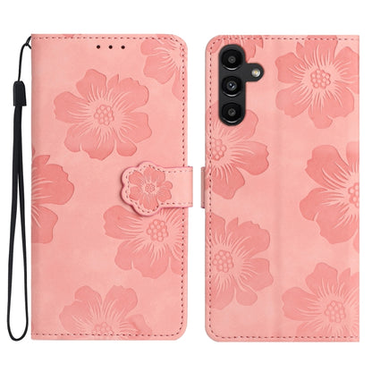For Samsung Galaxy S25 5G Flower Embossing Pattern Leather Phone Case(Pink) by buy2fix