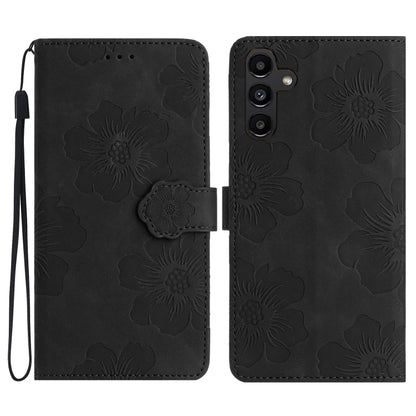 For Samsung Galaxy S25 5G Flower Embossing Pattern Leather Phone Case(Black) by buy2fix