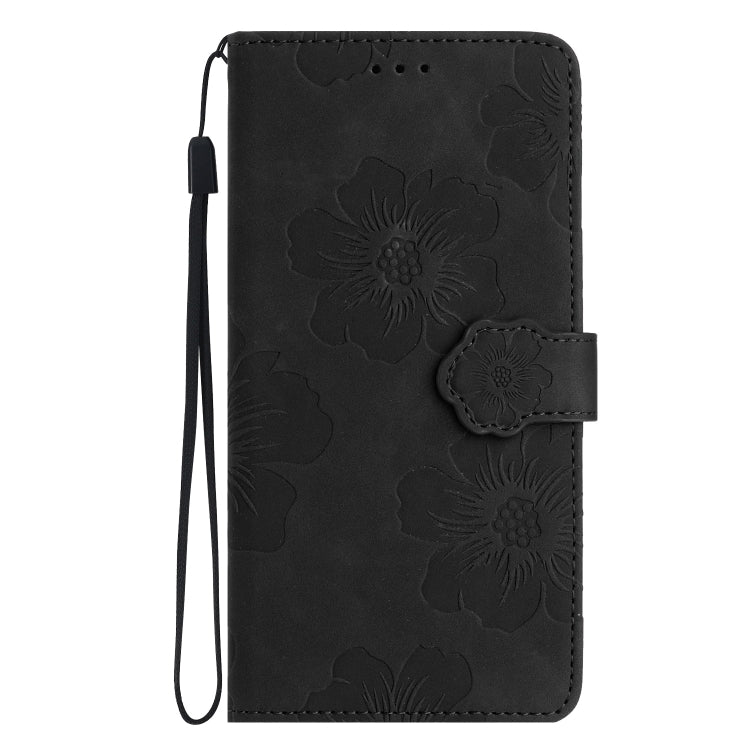 For Samsung Galaxy S25 5G Flower Embossing Pattern Leather Phone Case(Black) by buy2fix