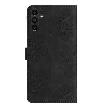 For Samsung Galaxy S25 5G Flower Embossing Pattern Leather Phone Case(Black) by buy2fix