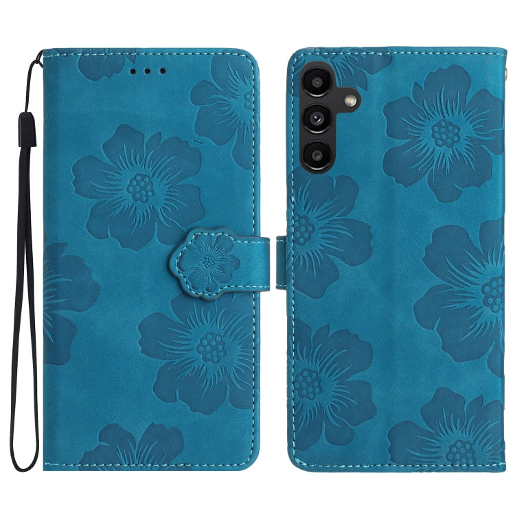 For Samsung Galaxy S25+ 5G Flower Embossing Pattern Leather Phone Case(Blue) by buy2fix