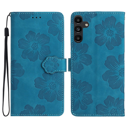 For Samsung Galaxy S25+ 5G Flower Embossing Pattern Leather Phone Case(Blue) by buy2fix