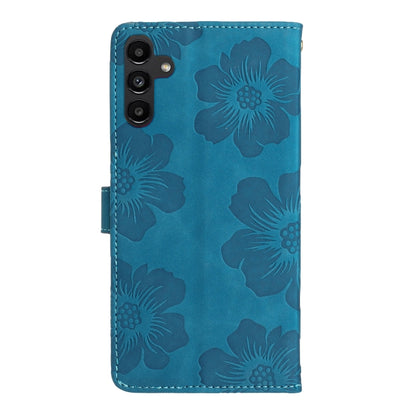 For Samsung Galaxy S25+ 5G Flower Embossing Pattern Leather Phone Case(Blue) by buy2fix