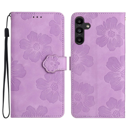 For Samsung Galaxy S25+ 5G Flower Embossing Pattern Leather Phone Case(Purple) by buy2fix