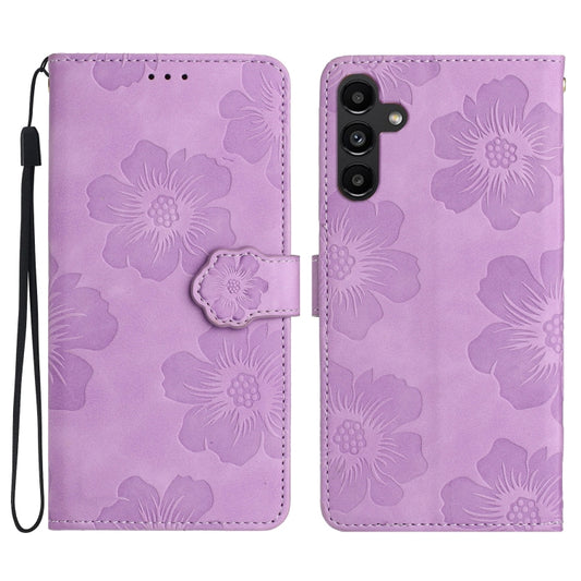 For Samsung Galaxy S25+ 5G Flower Embossing Pattern Leather Phone Case(Purple) by buy2fix