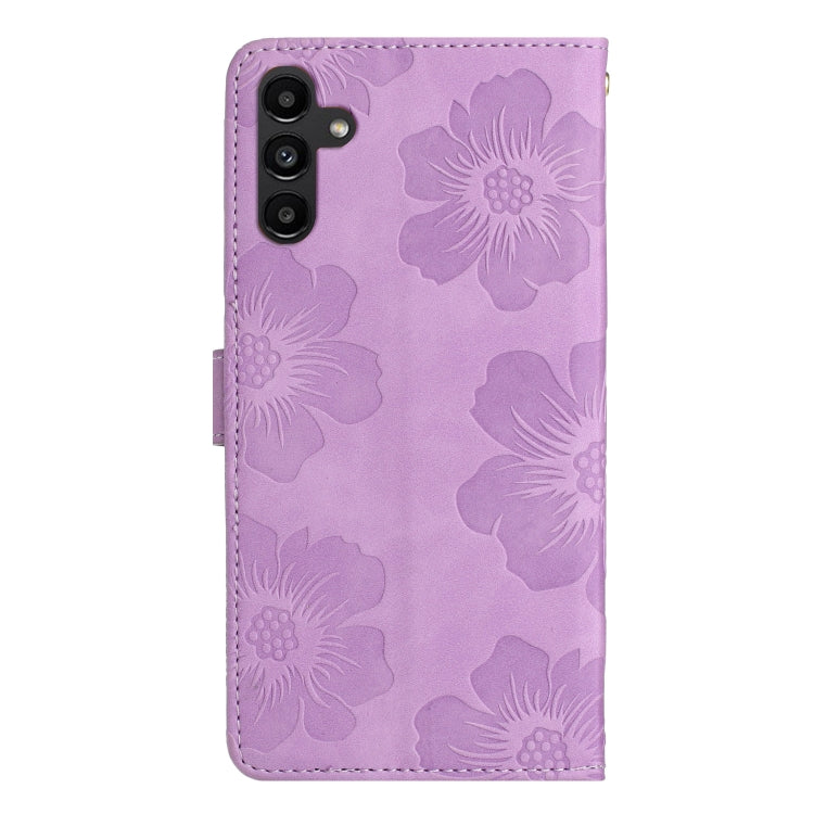 For Samsung Galaxy S25+ 5G Flower Embossing Pattern Leather Phone Case(Purple) by buy2fix