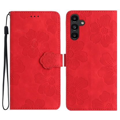 For Samsung Galaxy S25+ 5G Flower Embossing Pattern Leather Phone Case(Red) by buy2fix