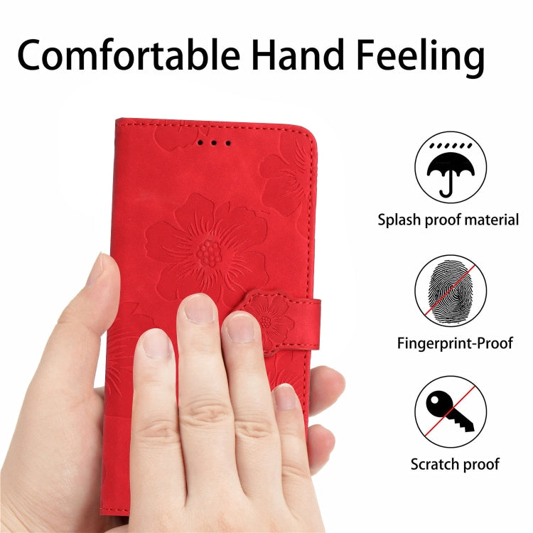 For Samsung Galaxy S25+ 5G Flower Embossing Pattern Leather Phone Case(Red) by buy2fix