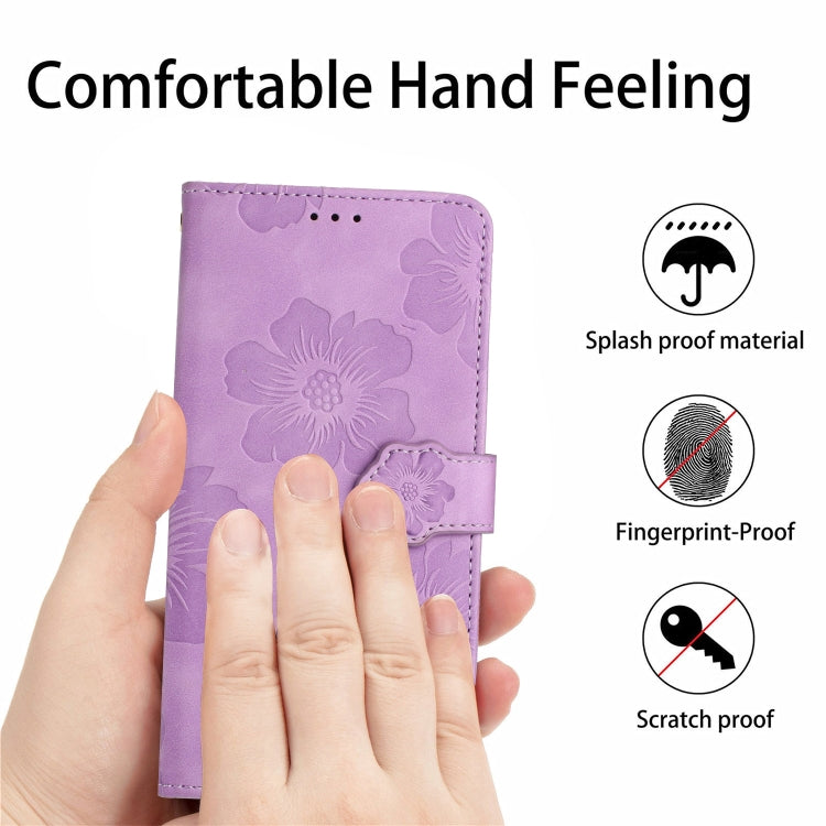 For Samsung Galaxy S25 Ultra 5G Flower Embossing Pattern Leather Phone Case(Purple) by buy2fix