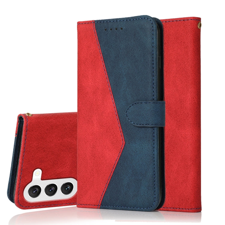 For Samsung Galaxy S25 5G Dual-color Stitching Leather Phone Case(Red Blue) by buy2fix