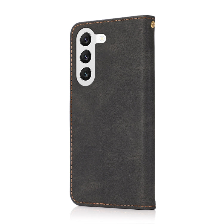 For Samsung Galaxy S25 5G Dual-color Stitching Leather Phone Case(Black Brown) by buy2fix