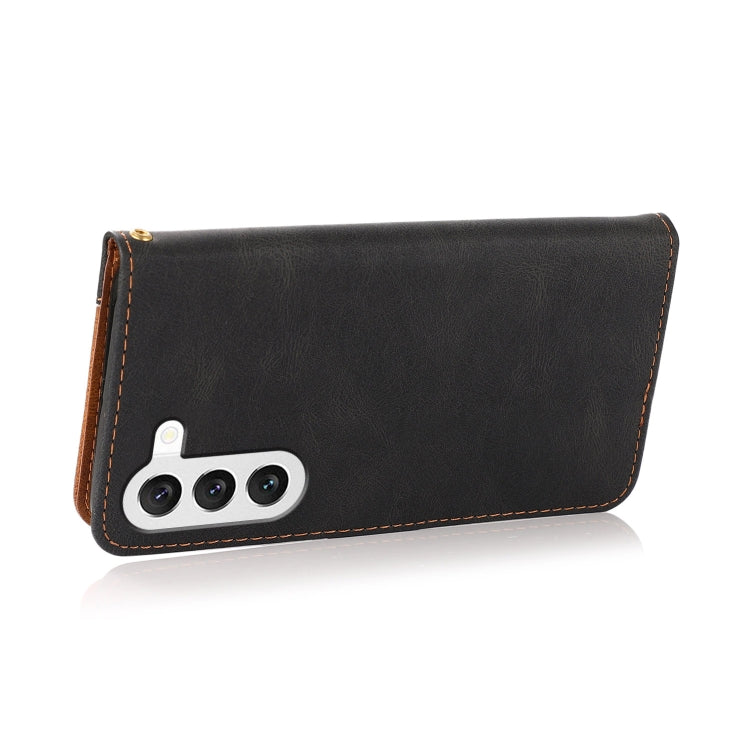 For Samsung Galaxy S25 5G Dual-color Stitching Leather Phone Case(Black Brown) by buy2fix