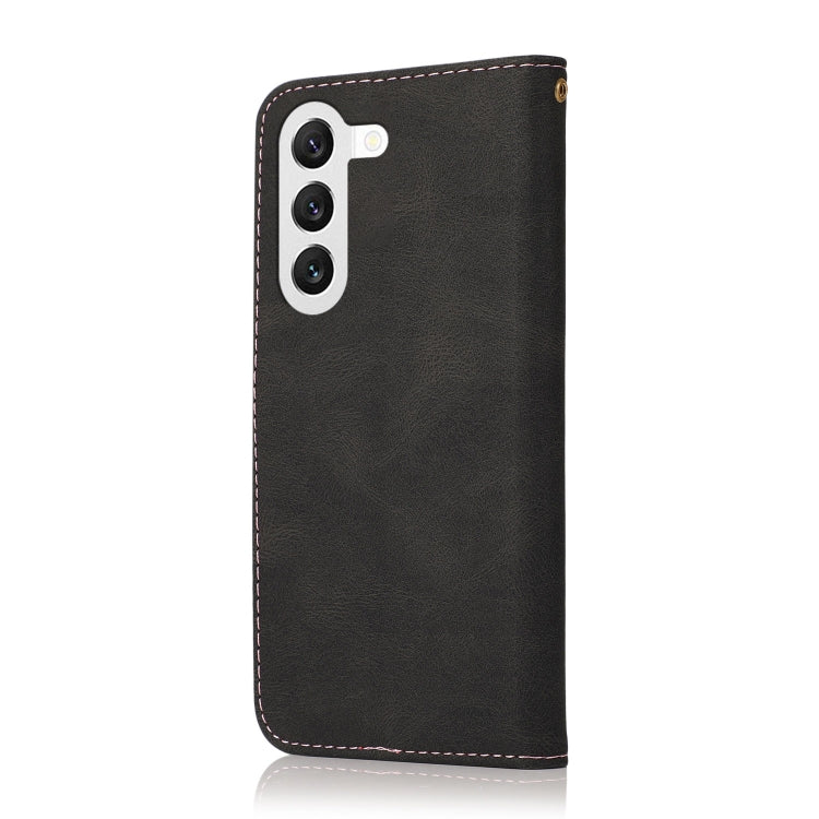 For Samsung Galaxy S25 5G Dual-color Stitching Leather Phone Case(Black Rose Gold) by buy2fix