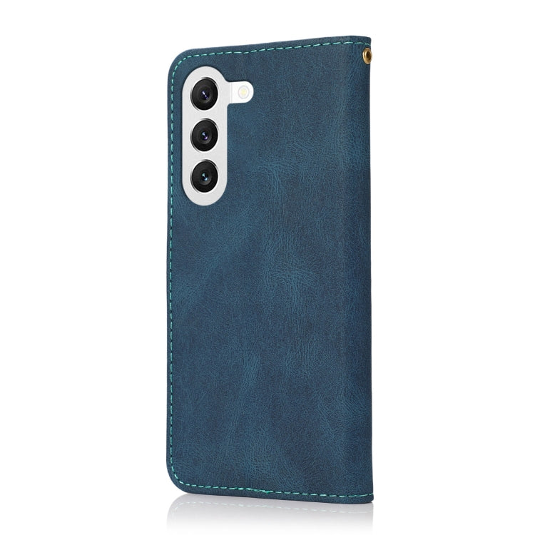 For Samsung Galaxy S25+ 5G Dual-color Stitching Leather Phone Case(Blue Green) by buy2fix