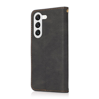 For Samsung Galaxy S25+ 5G Dual-color Stitching Leather Phone Case(Black Brown) by buy2fix