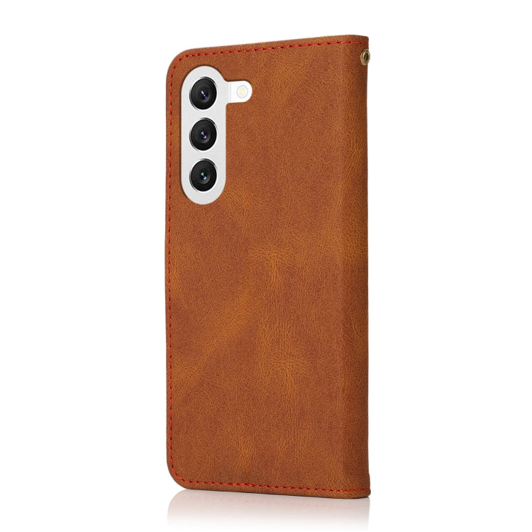 For Samsung Galaxy S25+ 5G Dual-color Stitching Leather Phone Case(Brown Red) by buy2fix
