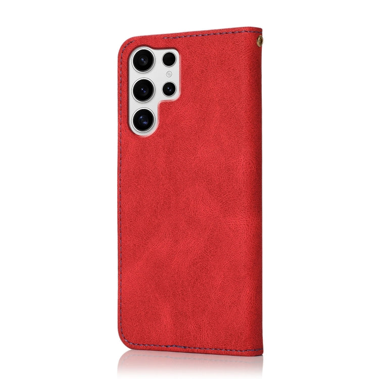 For Samsung Galaxy S25 Ultra 5G Dual-color Stitching Leather Phone Case(Red Blue) by buy2fix