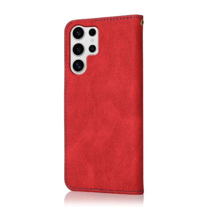 For Samsung Galaxy S25 Ultra 5G Dual-color Stitching Leather Phone Case(Red Blue) by buy2fix