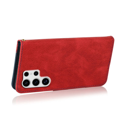 For Samsung Galaxy S25 Ultra 5G Dual-color Stitching Leather Phone Case(Red Blue) by buy2fix