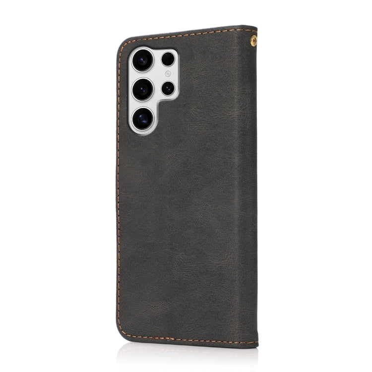 For Samsung Galaxy S25 Ultra 5G Dual-color Stitching Leather Phone Case(Black Brown) by buy2fix
