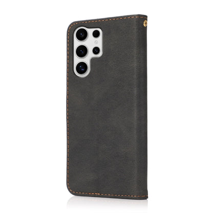 For Samsung Galaxy S25 Ultra 5G Dual-color Stitching Leather Phone Case(Black Brown) by buy2fix
