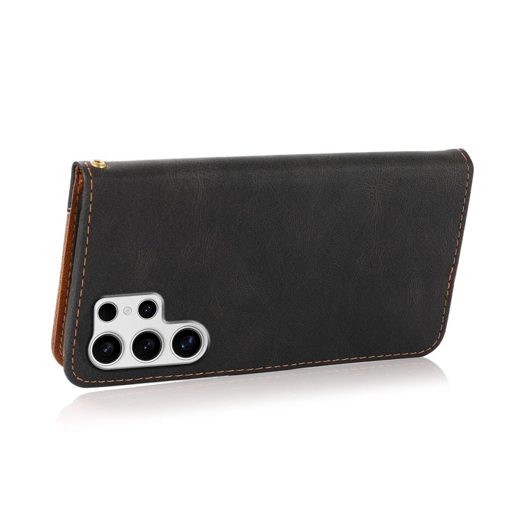 For Samsung Galaxy S25 Ultra 5G Dual-color Stitching Leather Phone Case(Black Brown) by buy2fix