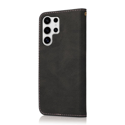 For Samsung Galaxy S25 Ultra 5G Dual-color Stitching Leather Phone Case(Black Rose Gold) by buy2fix