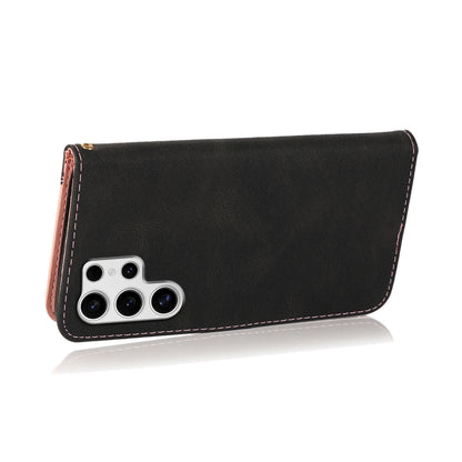 For Samsung Galaxy S25 Ultra 5G Dual-color Stitching Leather Phone Case(Black Rose Gold) by buy2fix