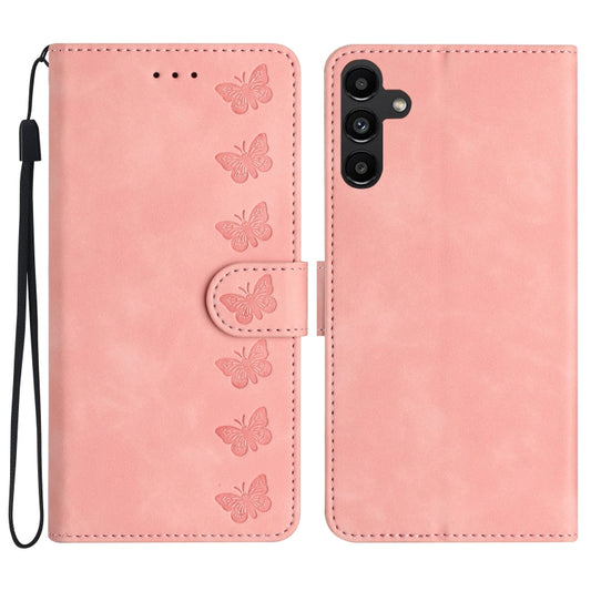 For Samsung Galaxy S25 5G Seven Butterflies Embossed Leather Phone Case(Pink) by buy2fix