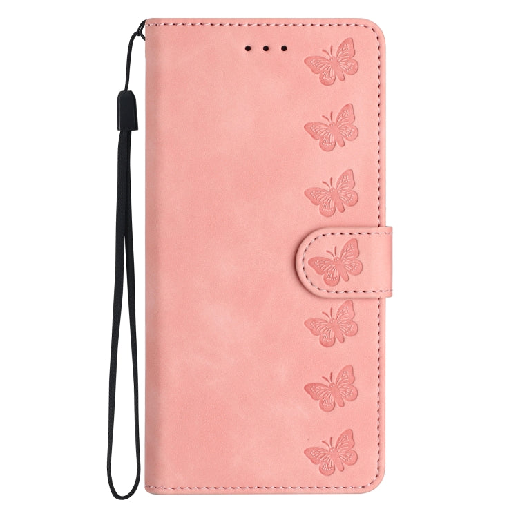 For Samsung Galaxy S25 5G Seven Butterflies Embossed Leather Phone Case(Pink) by buy2fix
