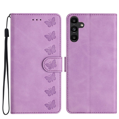 For Samsung Galaxy S25 5G Seven Butterflies Embossed Leather Phone Case(Purple) by buy2fix